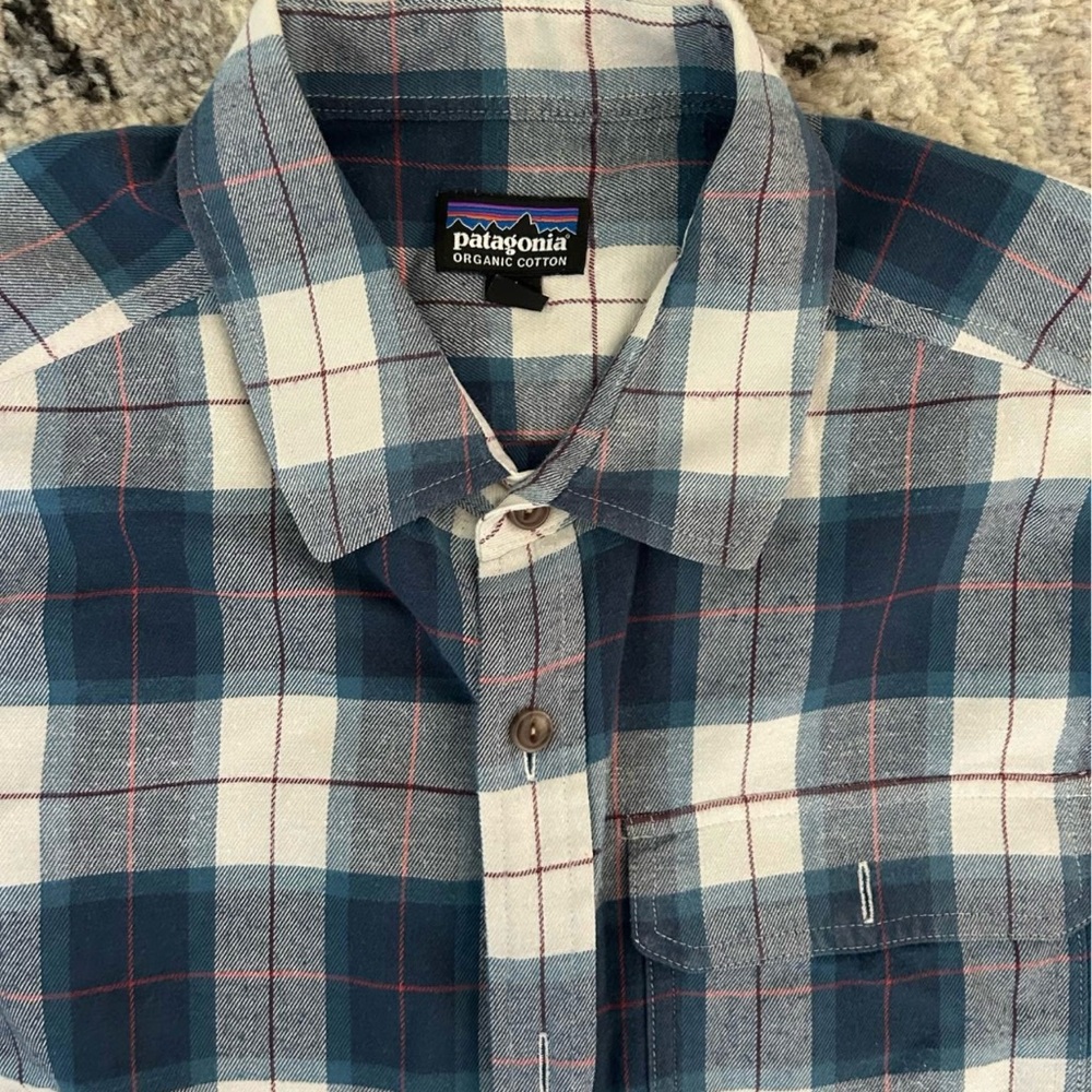 Patagonia Men’s blue and white flannel